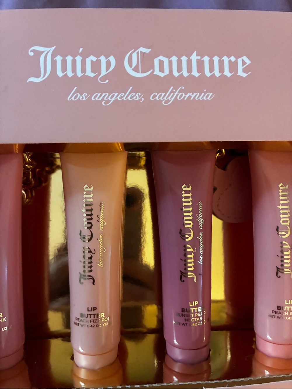 Juicy Couture Pretty in peach Lip Butter Set of 4 w/ charms - Picture 5 of 6